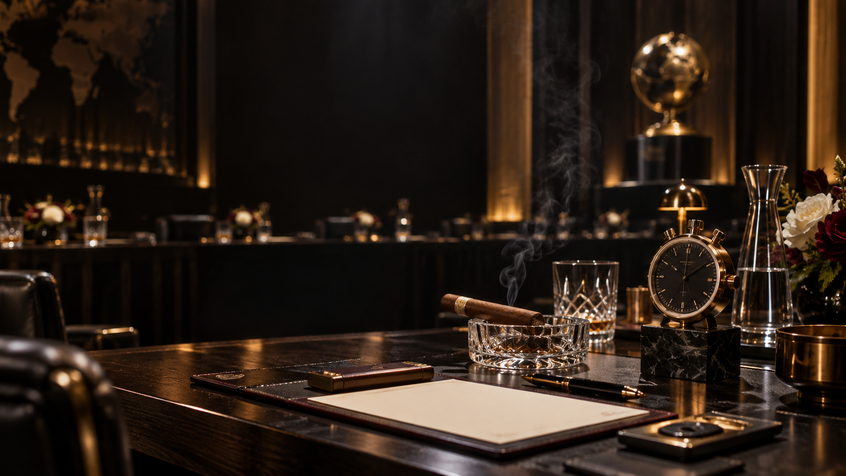 Elegant CSWC championship table with timing instrument and ceremonial event details